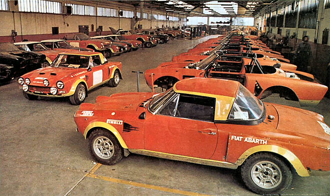 124 Abarths prepared for the rally season at Corsa Marche in 1975 - Courtesy of the Fiat Archive Turin
